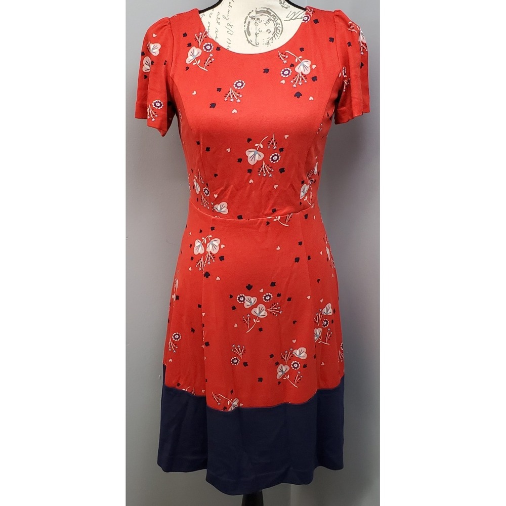 Boden Fit & Flare Dress Womens 2P Multi Floral Short Sleeve Career Back Zip